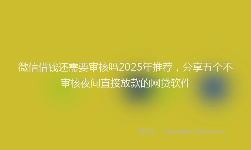 微信借钱还需要审核吗2025年推荐，分享五个不审核夜间直接放款的网贷软件