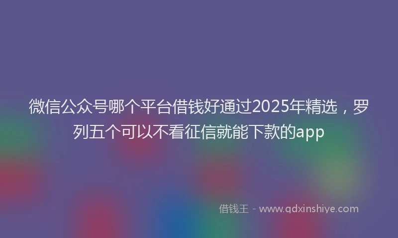 微信公众号哪个平台借钱好通过2025年精选，罗列五个可以不看征信就能下款的app
