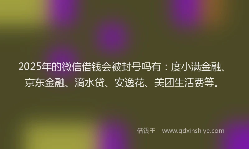 2025年的微信借钱会被封号吗有：度小满金融、京东金融、滴水贷、安逸花、美团生活费等。