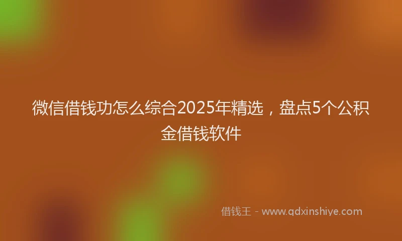 微信借钱功怎么综合2025年精选，盘点5个公积金借钱软件