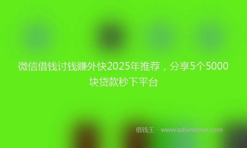 微信借钱讨钱赚外快2025年推荐，分享5个5000块贷款秒下平台