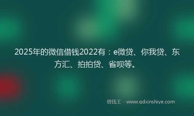 2025年的微信借钱2022有：e微贷、你我贷、东方汇、拍拍贷、省呗等。