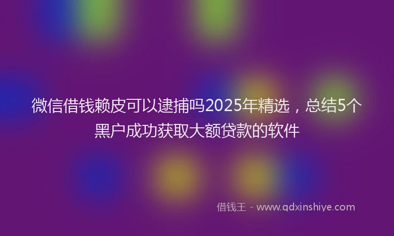 微信借钱赖皮可以逮捕吗2025年精选，总结5个黑户成功获取大额贷款的软件