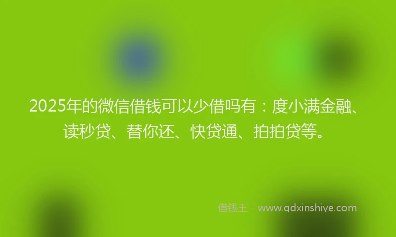 2025年的微信借钱可以少借吗有：度小满金融、读秒贷、替你还、快贷通、拍拍贷等。