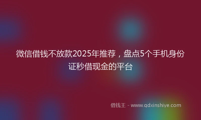微信借钱不放款2025年推荐，盘点5个手机身份证秒借现金的平台