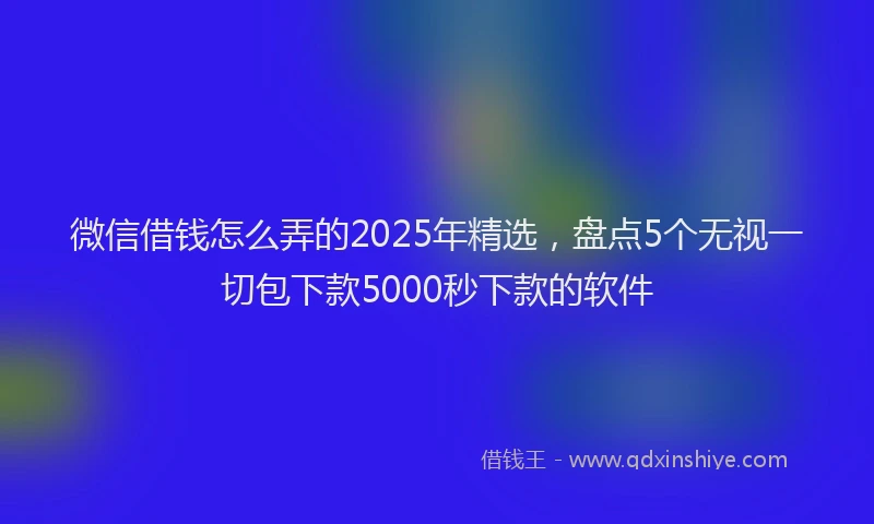 微信借钱怎么弄的2025年精选，盘点5个无视一切包下款5000秒下款的软件