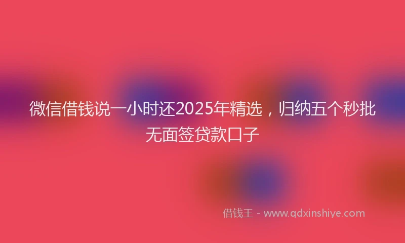 微信借钱说一小时还2025年精选，归纳五个秒批无面签贷款口子
