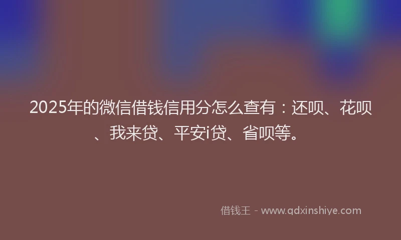 2025年的微信借钱信用分怎么查有：还呗、花呗、我来贷、平安i贷、省呗等。