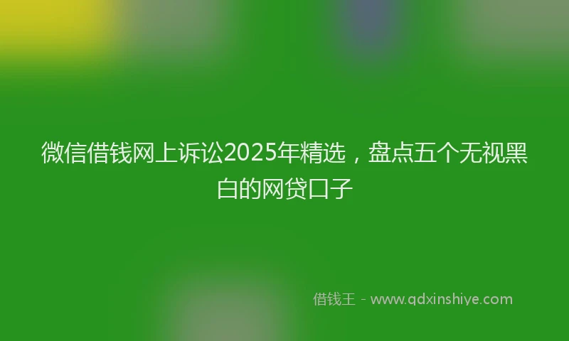 微信借钱网上诉讼2025年精选，盘点五个无视黑白的网贷口子