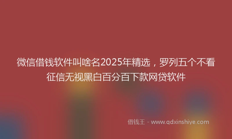 微信借钱软件叫啥名2025年精选，罗列五个不看征信无视黑白百分百下款网贷软件