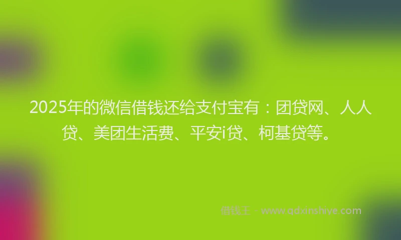 2025年的微信借钱还给支付宝有：团贷网、人人贷、美团生活费、平安i贷、柯基贷等。