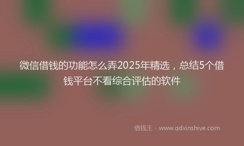 微信借钱的功能怎么弄2025年精选，总结5个借钱平台不看综合评估的软件