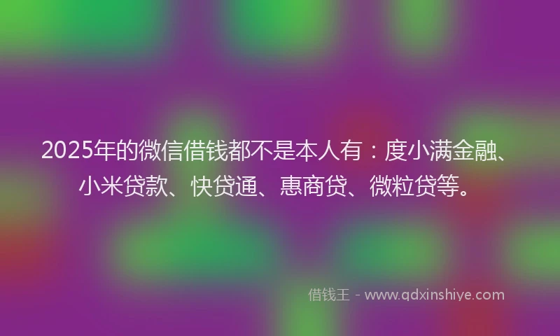 2025年的微信借钱都不是本人有：度小满金融、小米贷款、快贷通、惠商贷、微粒贷等。