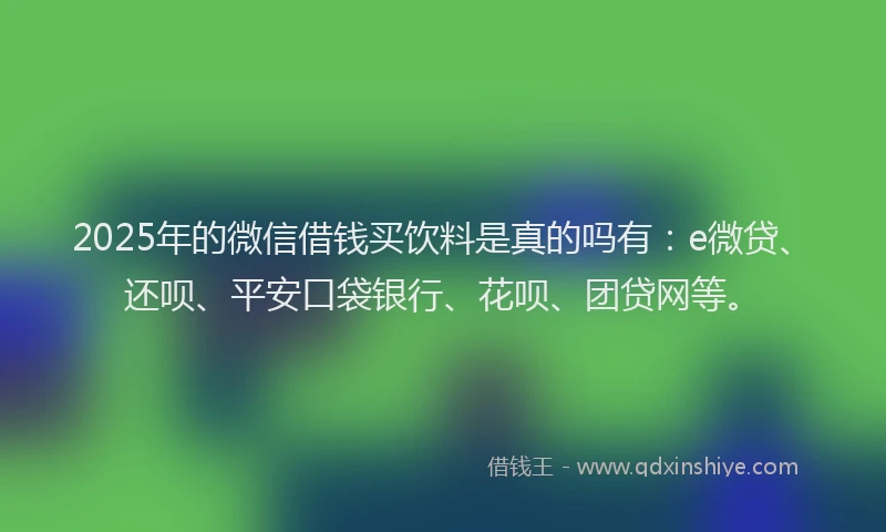 2025年的微信借钱买饮料是真的吗有：e微贷、还呗、平安口袋银行、花呗、团贷网等。