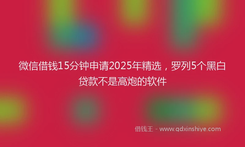 微信借钱15分钟申请2025年精选，罗列5个黑白贷款不是高炮的软件