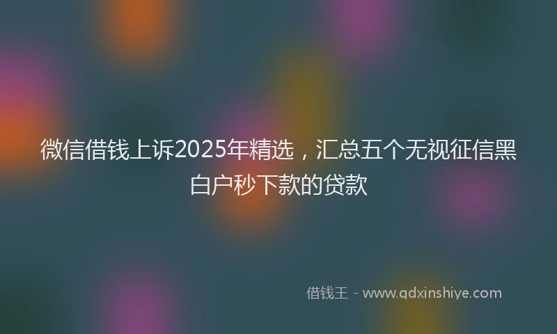 微信借钱上诉2025年精选，汇总五个无视征信黑白户秒下款的贷款