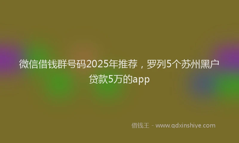 微信借钱群号码2025年推荐，罗列5个苏州黑户贷款5万的app