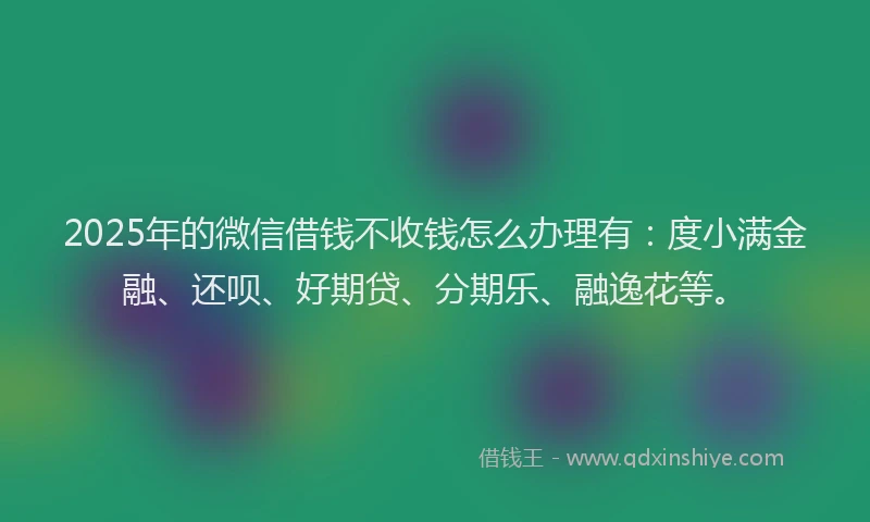 2025年的微信借钱不收钱怎么办理有：度小满金融、还呗、好期贷、分期乐、融逸花等。