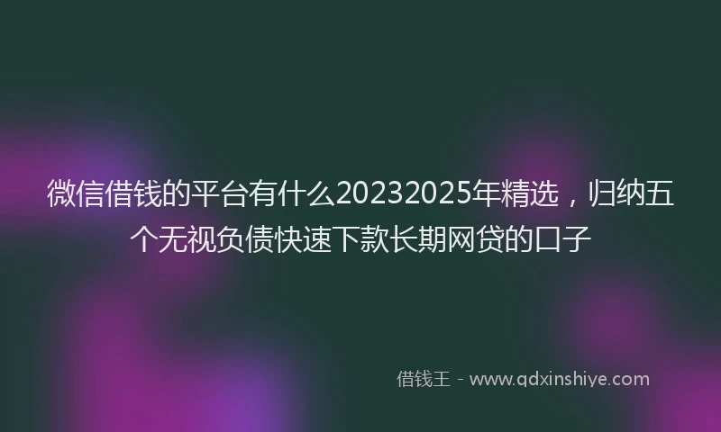 微信借钱的平台有什么20232025年精选，归纳五个无视负债快速下款长期网贷的口子