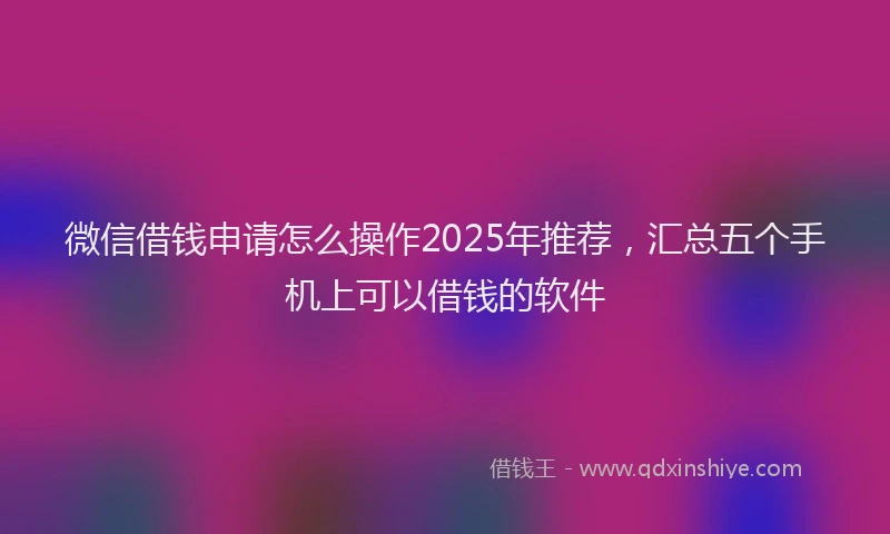 微信借钱申请怎么操作2025年推荐，汇总五个手机上可以借钱的软件