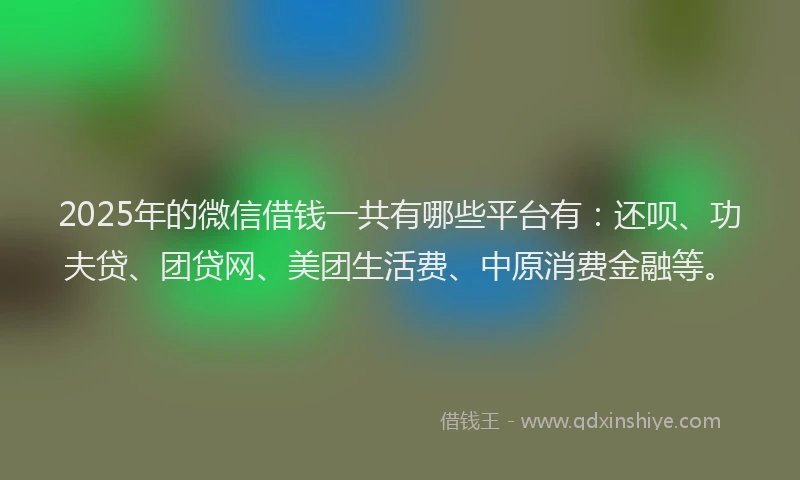 2025年的微信借钱一共有哪些平台有：还呗、功夫贷、团贷网、美团生活费、中原消费金融等。