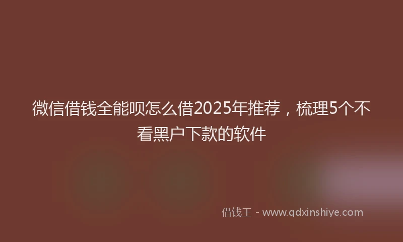 微信借钱全能呗怎么借2025年推荐，梳理5个不看黑户下款的软件