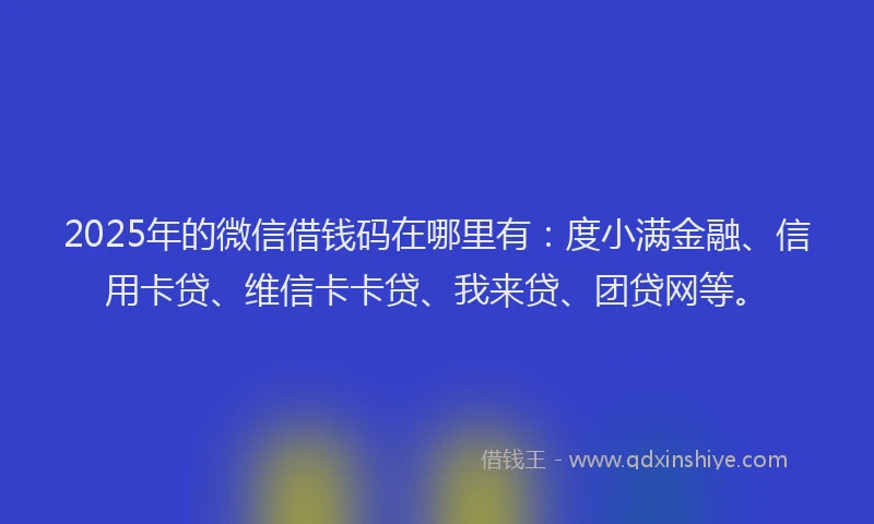 2025年的微信借钱码在哪里有：度小满金融、信用卡贷、维信卡卡贷、我来贷、团贷网等。