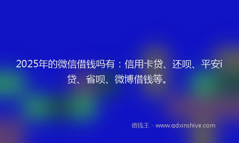 2025年的微信借钱吗有：信用卡贷、还呗、平安i贷、省呗、微博借钱等。