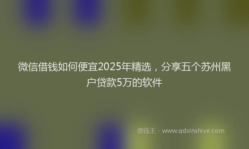 微信借钱如何便宜2025年精选，分享五个苏州黑户贷款5万的软件