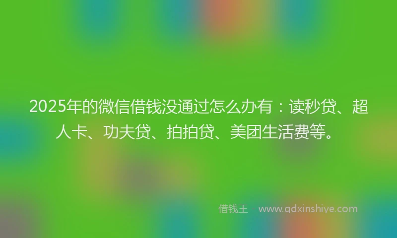 2025年的微信借钱没通过怎么办有：读秒贷、超人卡、功夫贷、拍拍贷、美团生活费等。