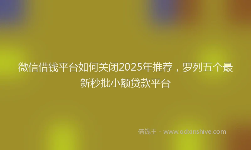 微信借钱平台如何关闭2025年推荐，罗列五个最新秒批小额贷款平台