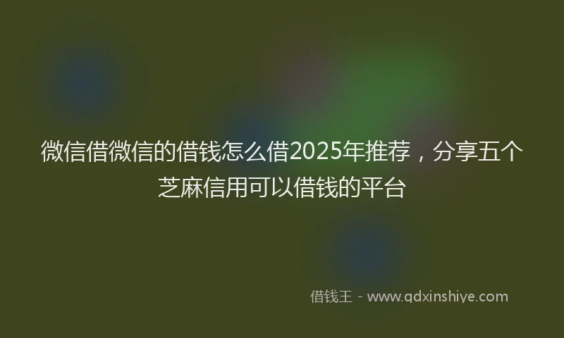 微信借微信的借钱怎么借2025年推荐，分享五个芝麻信用可以借钱的平台