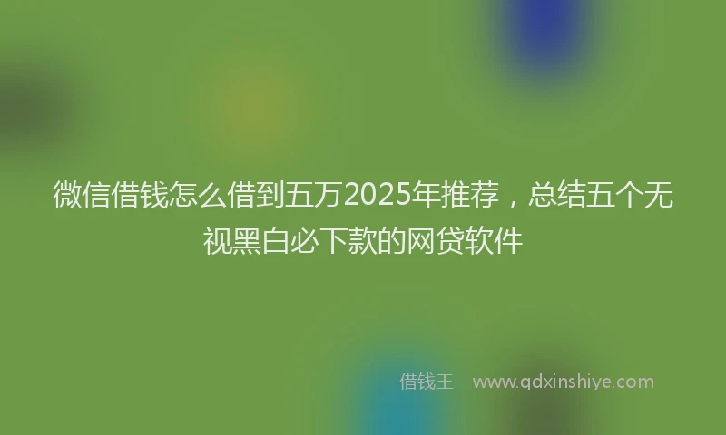 微信借钱怎么借到五万2025年推荐，总结五个无视黑白必下款的网贷软件