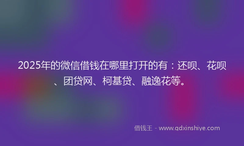 2025年的微信借钱在哪里打开的有：还呗、花呗、团贷网、柯基贷、融逸花等。