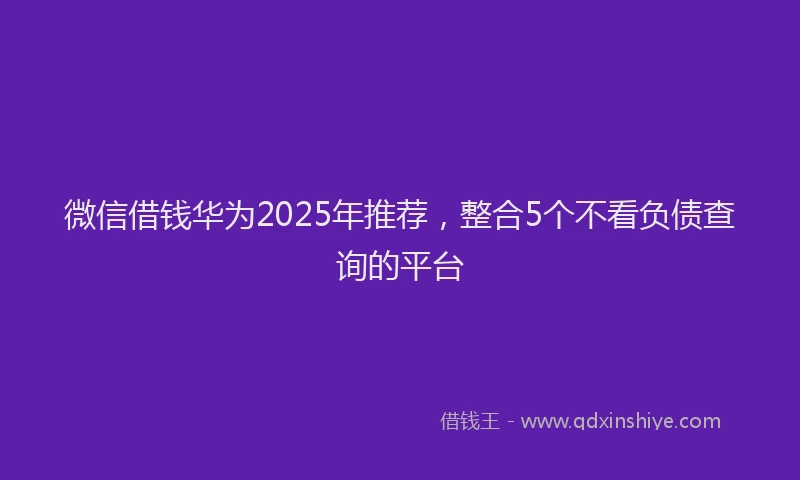 微信借钱华为2025年推荐，整合5个不看负债查询的平台