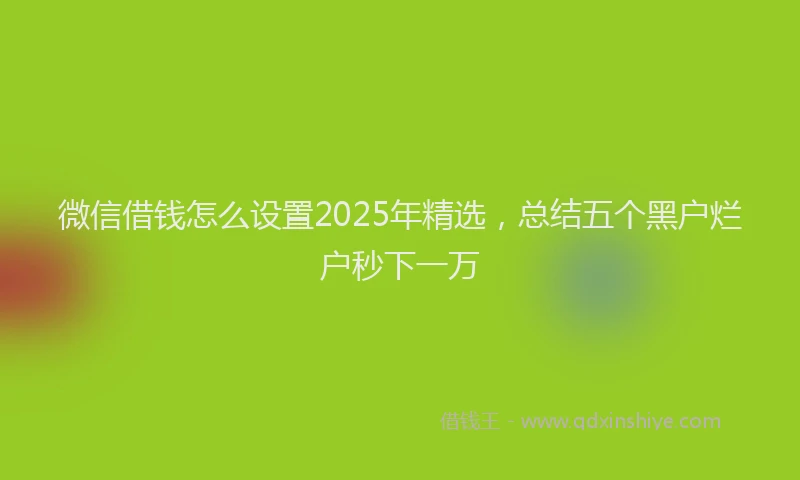 微信借钱怎么设置2025年精选，总结五个黑户烂户秒下一万
