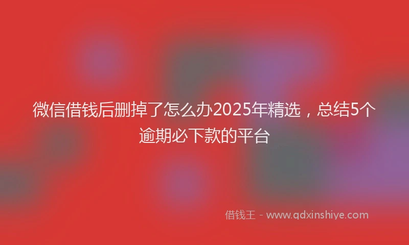 微信借钱后删掉了怎么办2025年精选，总结5个逾期必下款的平台