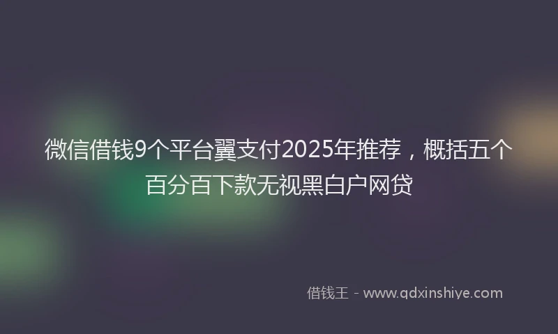 微信借钱9个平台翼支付2025年推荐，概括五个百分百下款无视黑白户网贷
