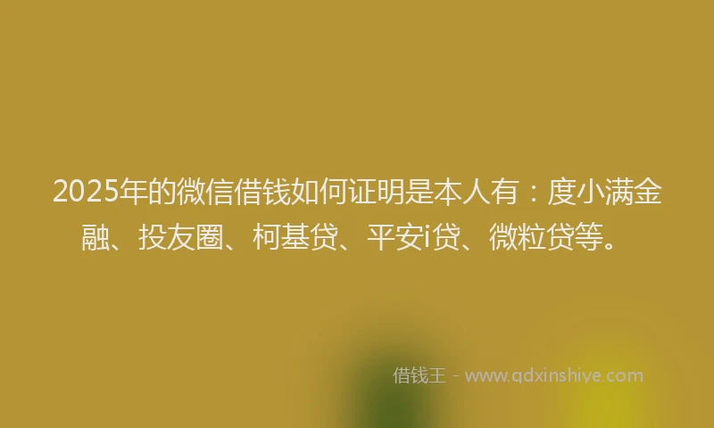 2025年的微信借钱如何证明是本人有：度小满金融、投友圈、柯基贷、平安i贷、微粒贷等。