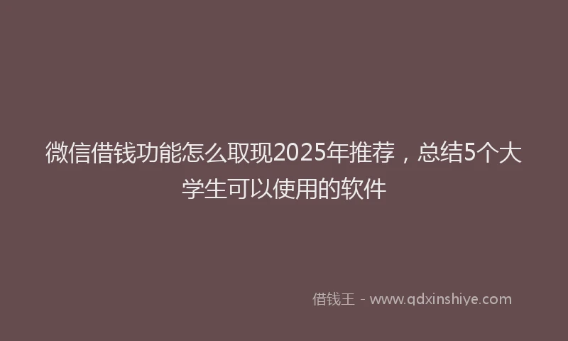 微信借钱功能怎么取现2025年推荐，总结5个大学生可以使用的软件