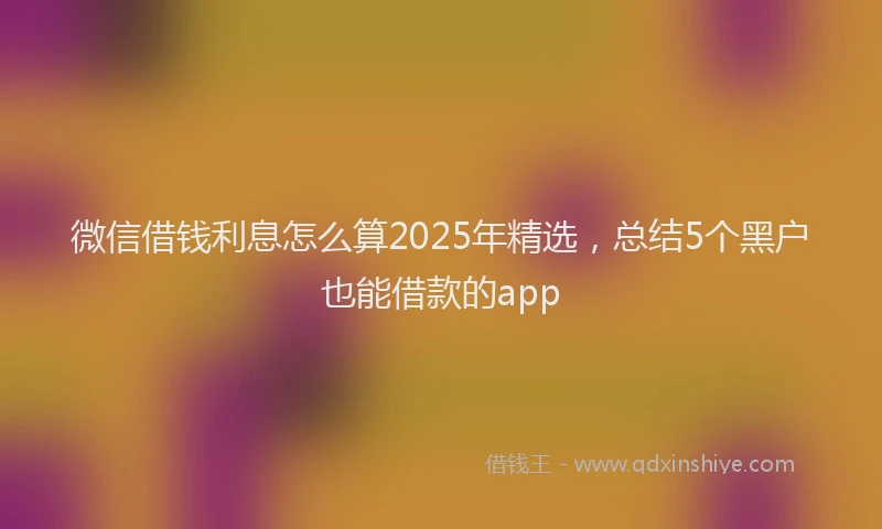 微信借钱利息怎么算2025年精选，总结5个黑户也能借款的app