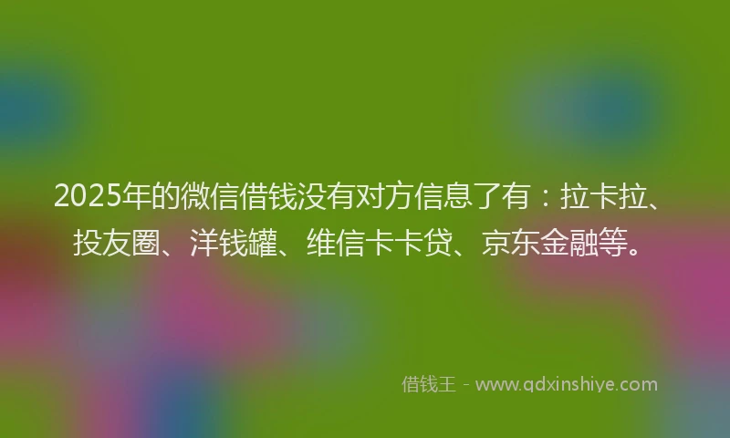 2025年的微信借钱没有对方信息了有：拉卡拉、投友圈、洋钱罐、维信卡卡贷、京东金融等。