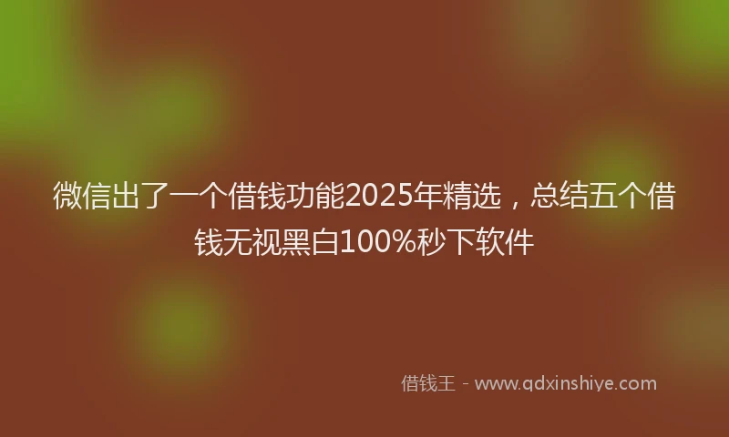 微信出了一个借钱功能2025年精选，总结五个借钱无视黑白100%秒下软件