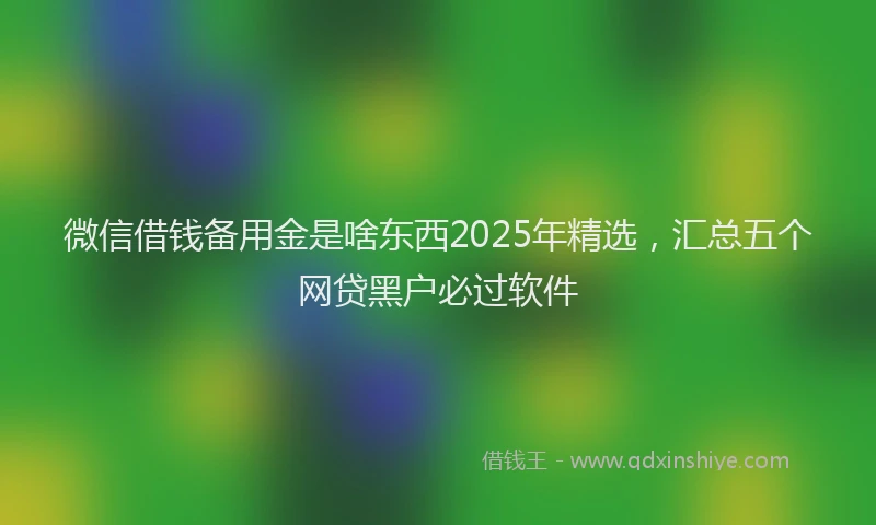 微信借钱备用金是啥东西2025年精选，汇总五个网贷黑户必过软件