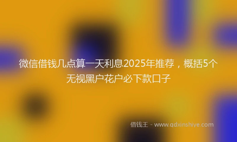 微信借钱几点算一天利息2025年推荐，概括5个无视黑户花户必下款口子