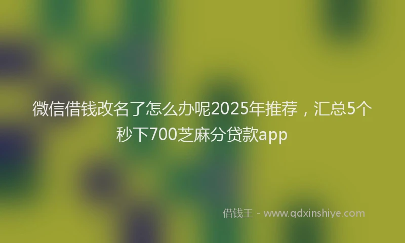 微信借钱改名了怎么办呢2025年推荐，汇总5个秒下700芝麻分贷款app