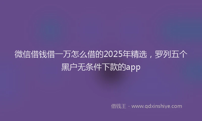 微信借钱借一万怎么借的2025年精选，罗列五个黑户无条件下款的app