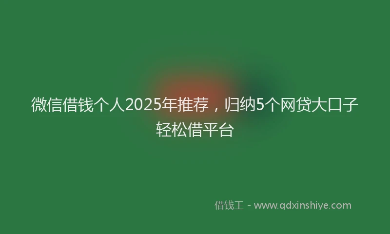 微信借钱个人2025年推荐，归纳5个网贷大口子轻松借平台