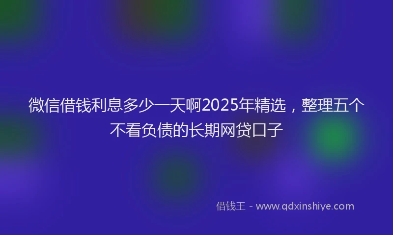 微信借钱利息多少一天啊2025年精选，整理五个不看负债的长期网贷口子