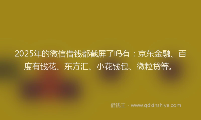 2025年的微信借钱都截屏了吗有：京东金融、百度有钱花、东方汇、小花钱包、微粒贷等。